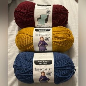 Impeccable Yarn Bundle NewLoops & Threads Yarn  285yds ea Lapis,Gold& Burgundy 3